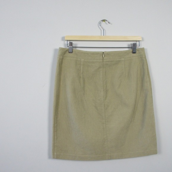 I By Como Pencil Mini Skirt 10 Beige Rhinestone Buckle Slit Y2K Brat Canada 240 - Picture 2 of 12